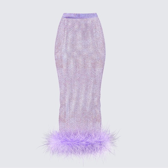 Finesse Dresses & Skirts - Finesse Ophira Lavender Rhinestone Feather Trim Skirt